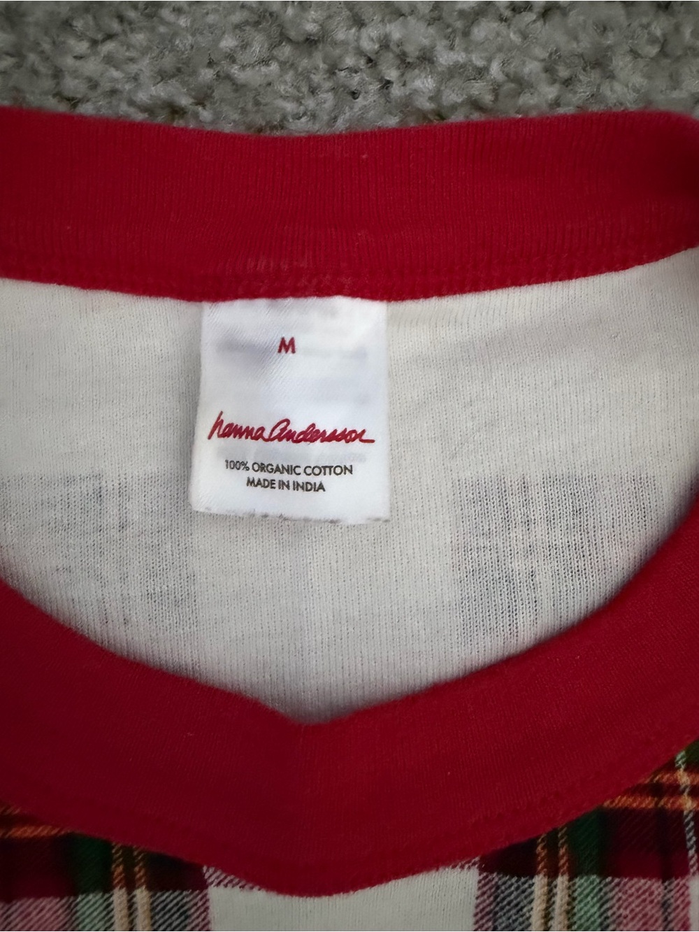 Men’s Hanna Andersson Red and Cream Plaid Long Sleeve Pajama Set Christmas - Picture 2 of 8